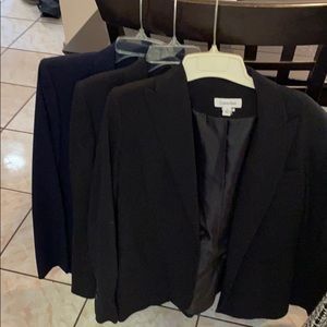 3 Calvin Klein suit jackets. Two black 1 blue